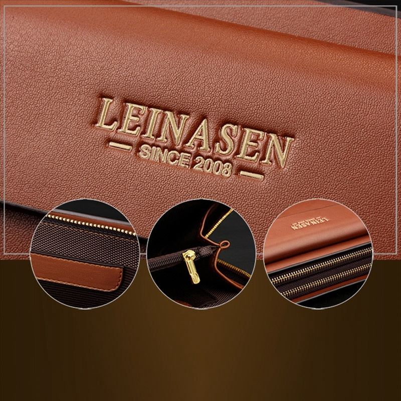 Leinasen Brand Men Wallets With Coin Pocket Zipper Double Zipper Male Wallet Long Large Men Purse Coin Clutch Bag - ebowsos
