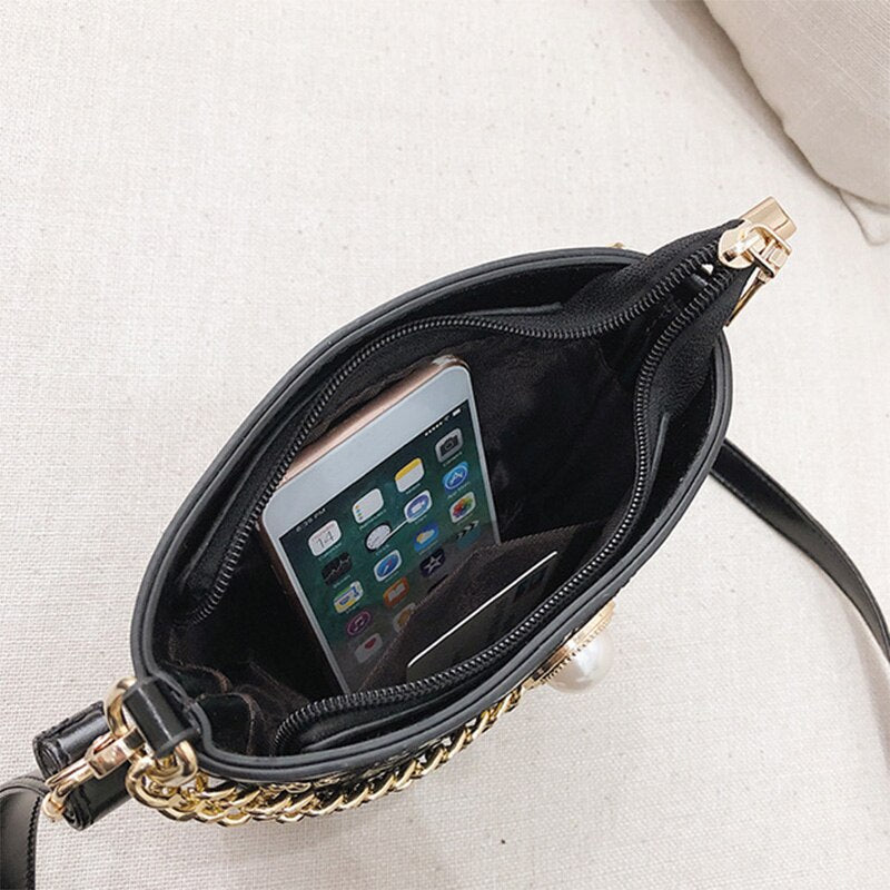 Lightweight Small Crossbody Bag Flower Embroidery Bucket Bag Cell Phone Purse Zipper Wallet For Women Shoulder Bag - ebowsos
