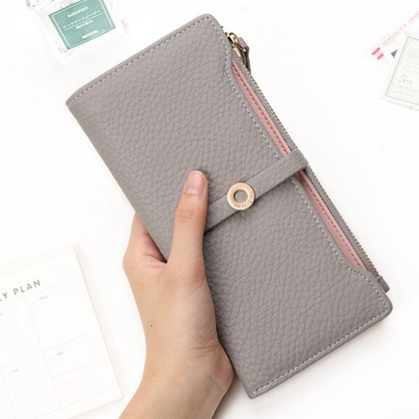 Lovely Leather Long Women Wallet Fashion Girls Change Clasp Purse Money Coin Card Holders Wallets - ebowsos
