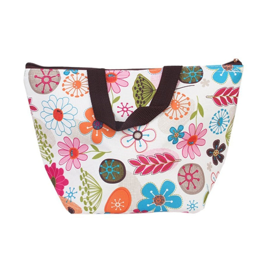 Lunch Box Bag Tote Insulated Cooler Carry Bag for Travel Picnic - Floral Pattern - ebowsos
