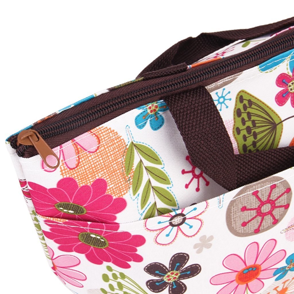 Lunch Box Bag Tote Insulated Cooler Carry Bag for Travel Picnic - Floral Pattern - ebowsos
