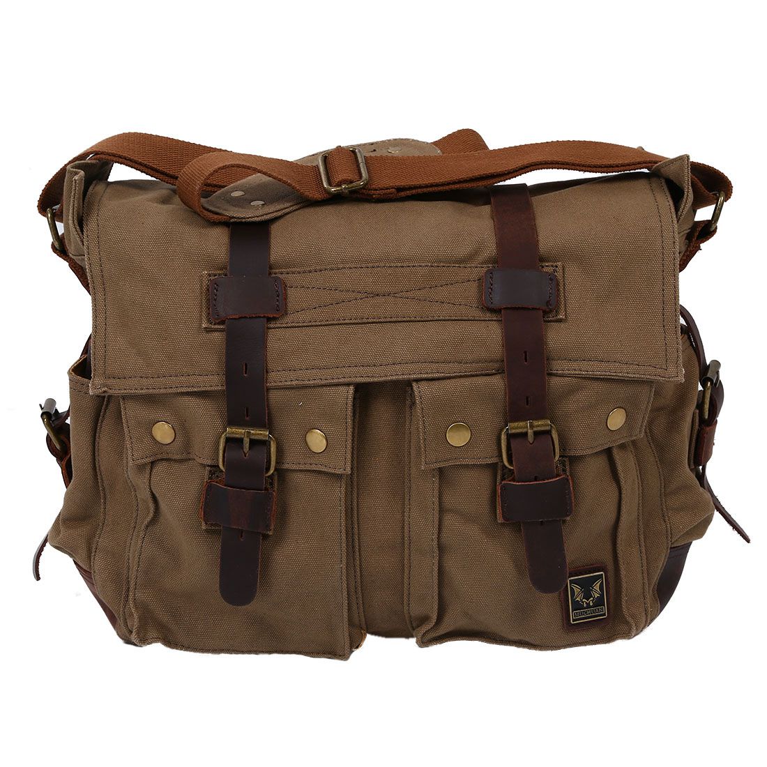MUCHUAN Men's Vintage Canvas Leather School Shoulder Bag Messenger Sling Crossbody Bag Satchel - ebowsos