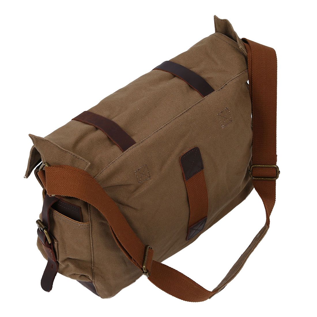 MUCHUAN Men's Vintage Canvas Leather School Shoulder Bag Messenger Sling Crossbody Bag Satchel - ebowsos
