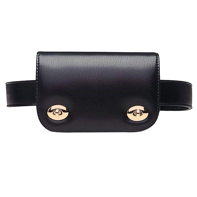 Match Fashion Solid Fanny Bag Black Female Adjusted Belt Bag Ladies Casual Waist Pack - ebowsos