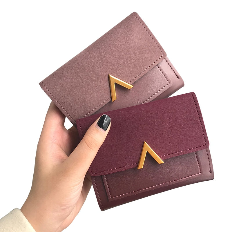 Matte Leather Small Women Wallet Mini Womens Wallets And Purses Short Female Coin Purse Credit Card Holder - ebowsos