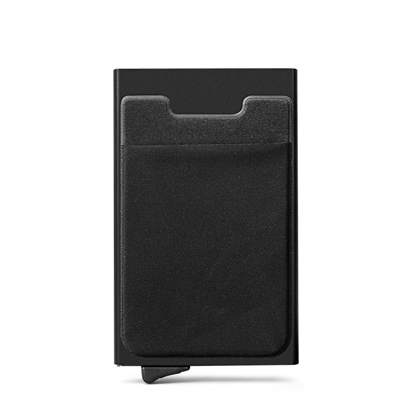 Men Aluminum Wallet With Back Pocket Id Card Holder Rfid Blocking Mini Slim Metal Wallet Automatic Up Credit Card Coin Pu - ebowsos