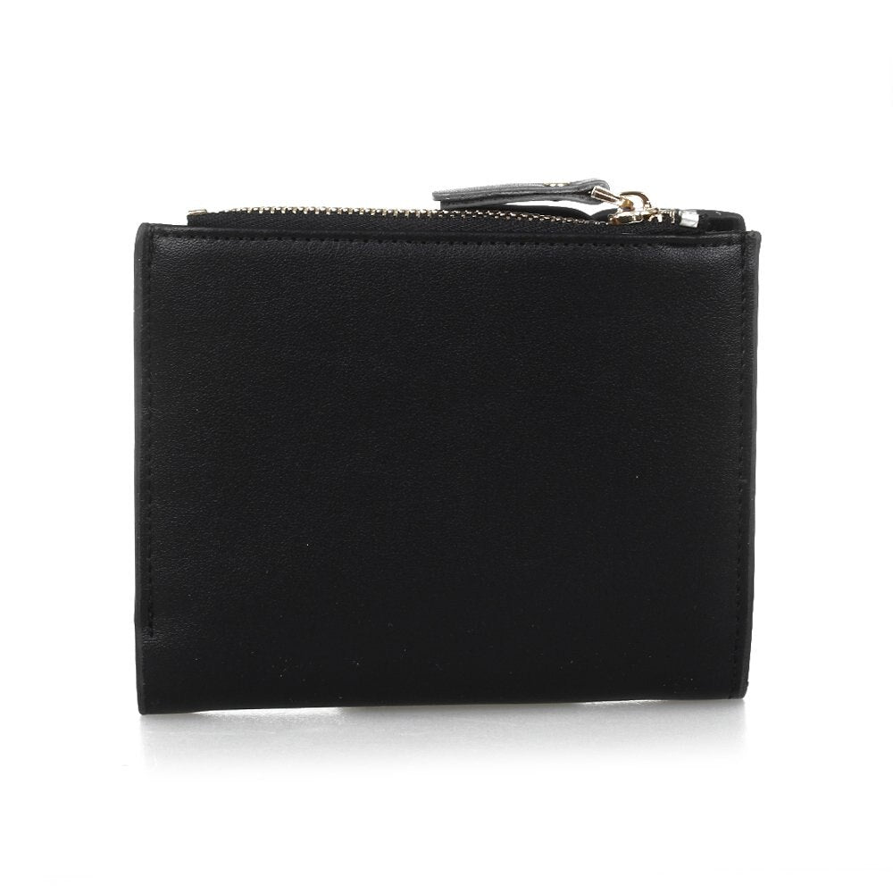 Men PU card holder wallet with zipper design - Black - ebowsos