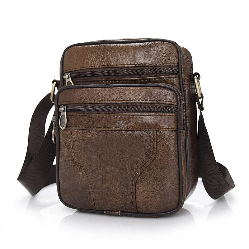 Men'S Shoulder Bag Multifunction Casual Crossbody Messenger Bag Vintage Men Bag Brown - ebowsos