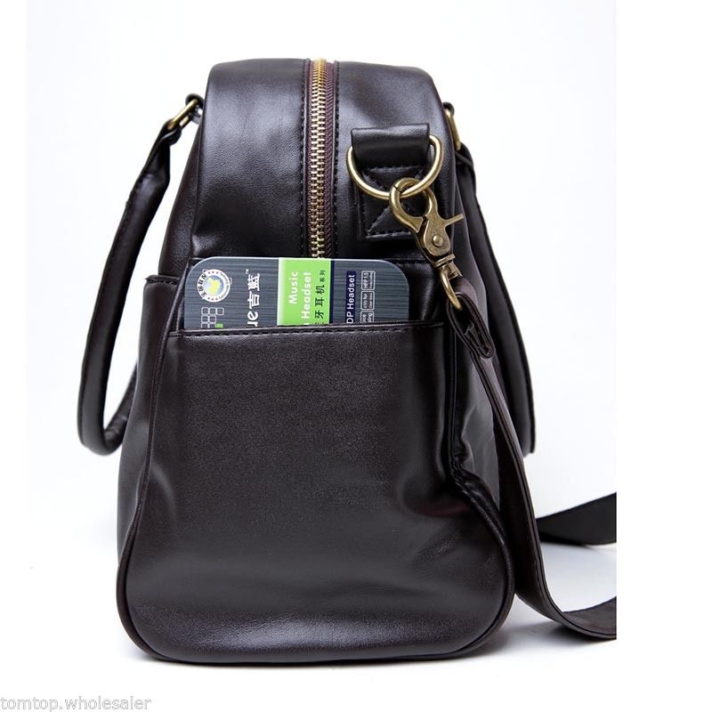 Men Shoulder Bag Duffle Satchel Travel Crossbody Messenger Handbag PU Leather, Black - ebowsos
