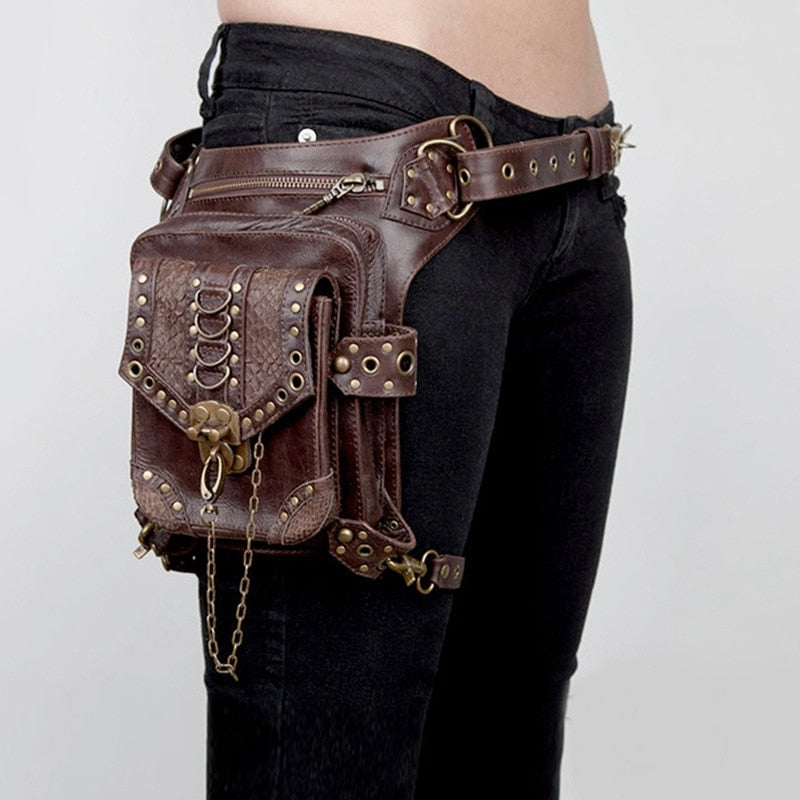 Men Women Steampunk Fanny Packs Multi-Purpose Drop Leg Arm Bag Pack Hip Belt Waist Messenger Shoulder Bag Wallet Purse Po - ebowsos