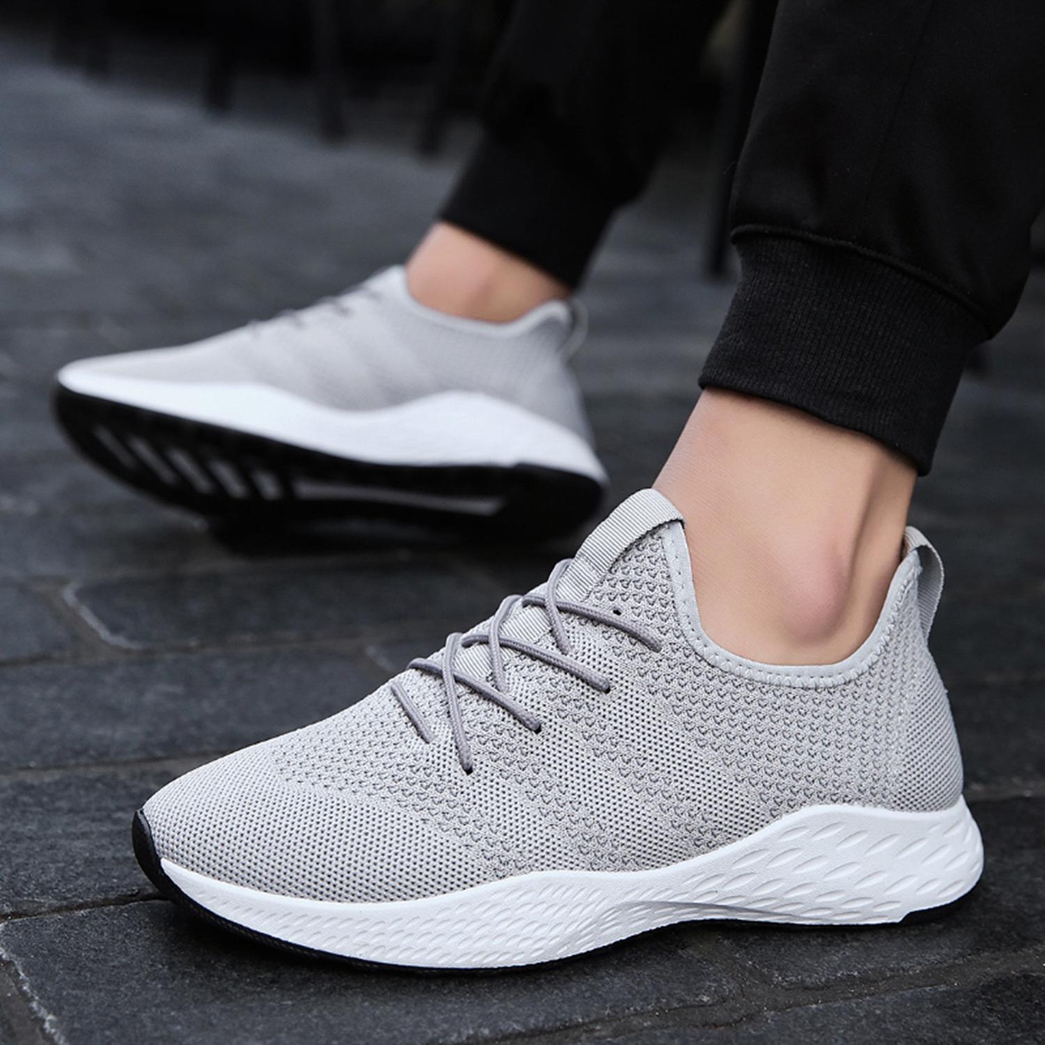 Men's Running Shoes Red Mesh Breathable Male Shoes Lace Up Sneakers adult male tennis Sports Shoes - ebowsos