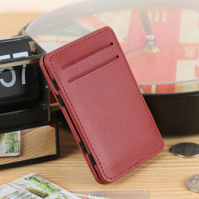 Mens Magic Flip Wallet Bifold Slim Credit Card Holder Purse Black - ebowsos