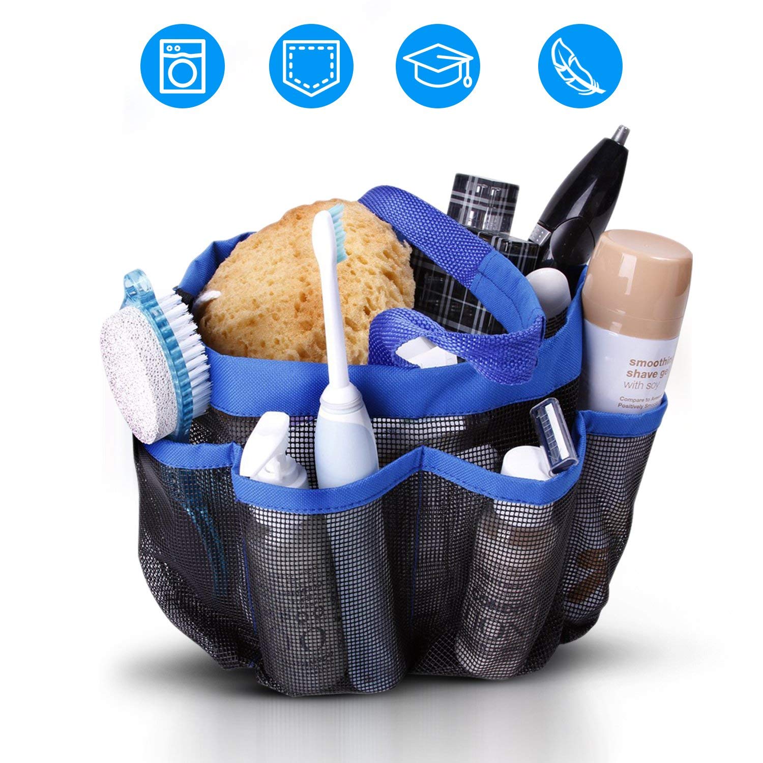 Mesh Shower Caddy Portable Tote - College Dorm Room Essentials Accessories Organizer Shower Bag for Bathroom, Gym, Travel - ebowsos