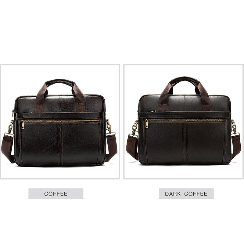 Messenger Bag Men'S Leather 14 Inch Laptop Bag Office Briefcase Business Tote Shoulder Bag Portable Handbag For Men - ebowsos
