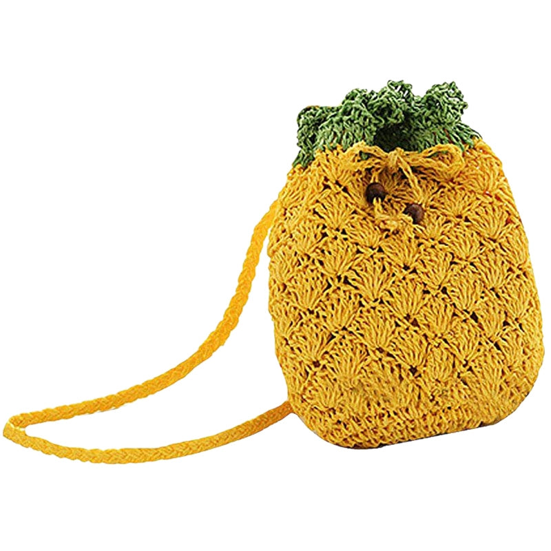 Mini Handbag Woven Pineapple Bag Straw Cross-Body Bag Weave Summer Beach Travel Satchel - ebowsos