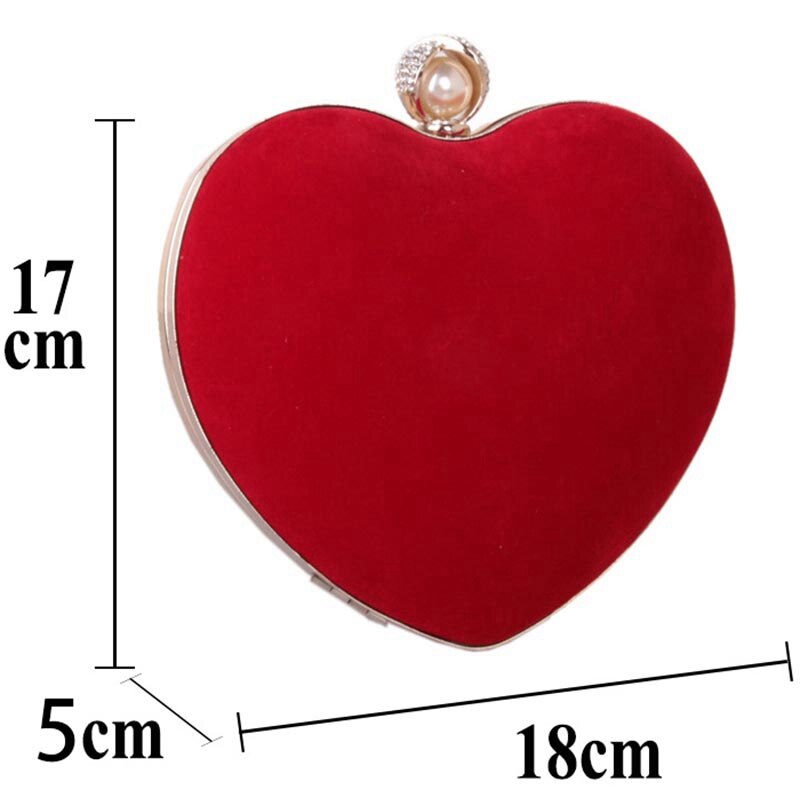 Mini Heart Shape Clutch Bag Messenger Shoulder Handbag Tote Evening Bag Purse,S - ebowsos