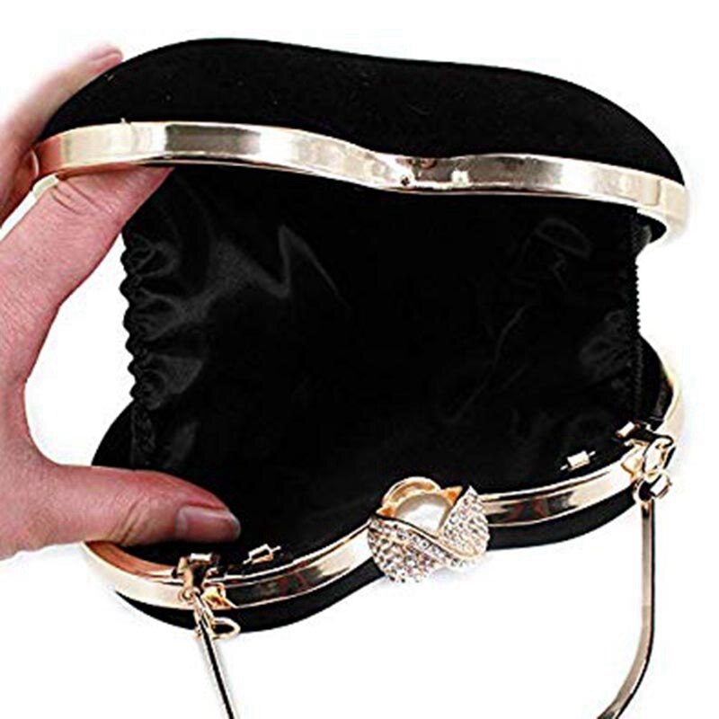 Mini Heart Shape Clutch Bag Messenger Shoulder Handbag Tote Evening Bag Purse,S - ebowsos
