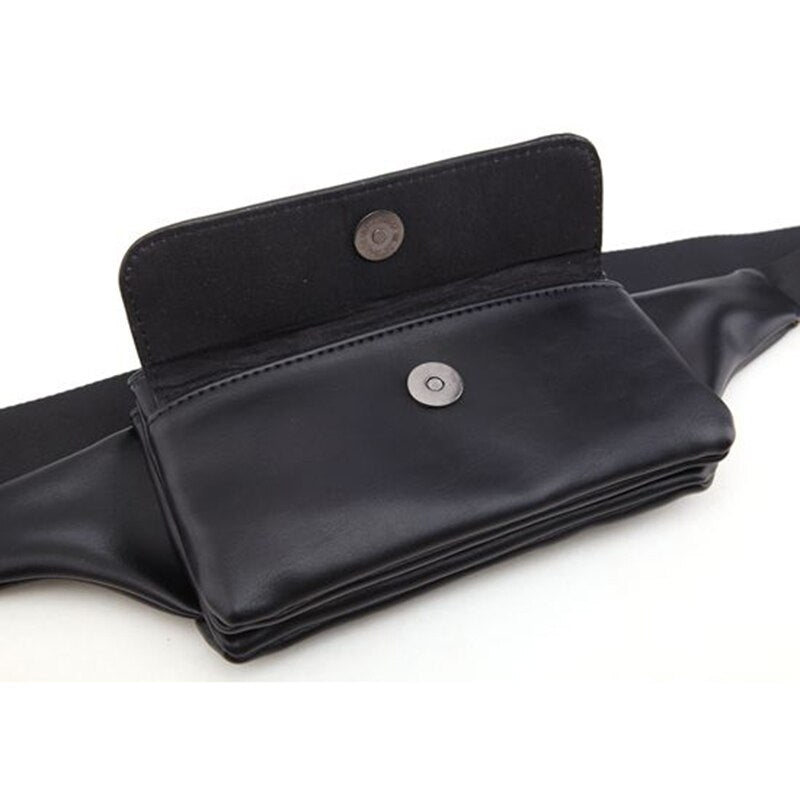 Multiple interlayer Fashion Solid Fanny Bag Black Female Adjusted Belt Bag Ladies Casual Waist Pack - ebowsos