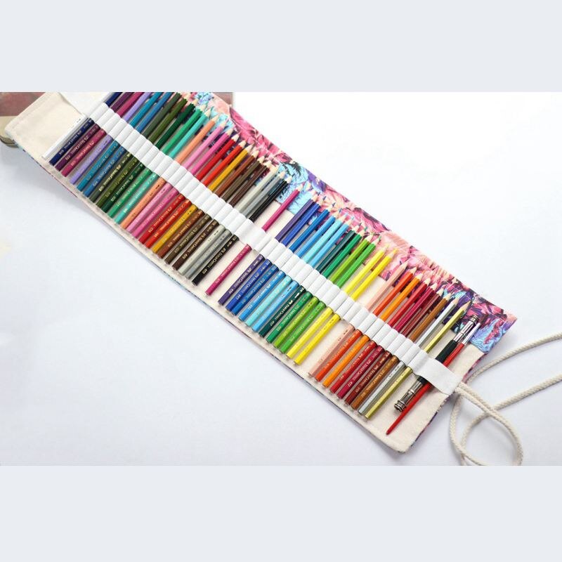 Multipurpose 72 Slots Travel Drawing Coloring Pencil Roll Organizer For Artist, Pencils Pouch Case Hold For 72 Colored Pe - ebowsos