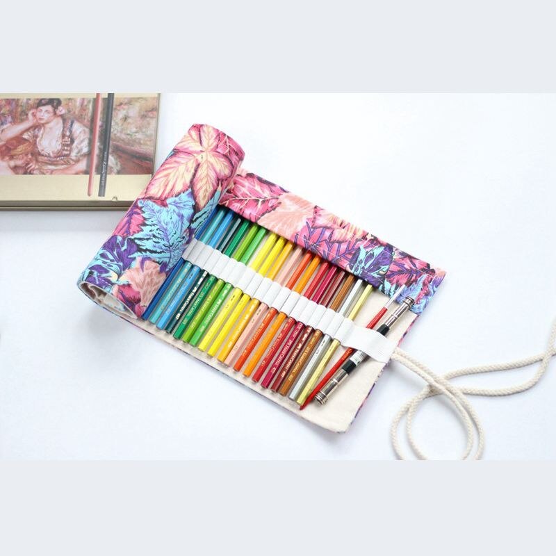 Multipurpose 72 Slots Travel Drawing Coloring Pencil Roll Organizer For Artist, Pencils Pouch Case Hold For 72 Colored Pe - ebowsos