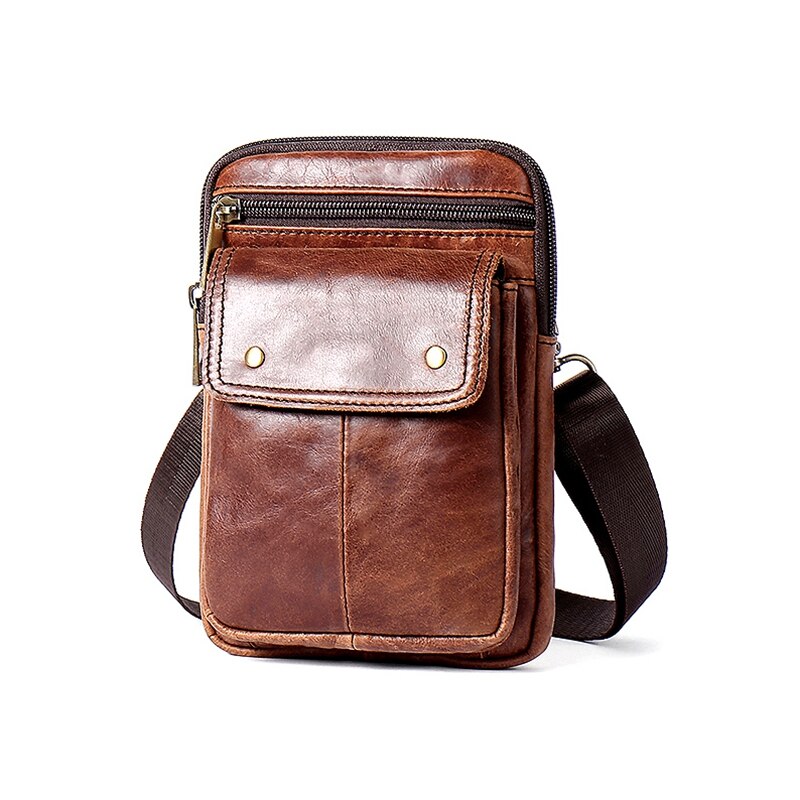 Mva One-Shoulder Crossbody Bag Retro Leather Waist Bag Multi-Functional Bag Fashion Business Crossbody Bag - ebowsos