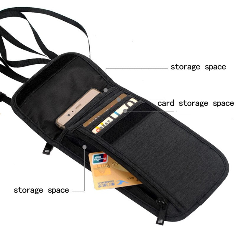 Neck Hanging Travel Passport Cover Wallet ID Holder Storage Clutch Money Bag Travel Multifunction Credit Card Package - ebowsos