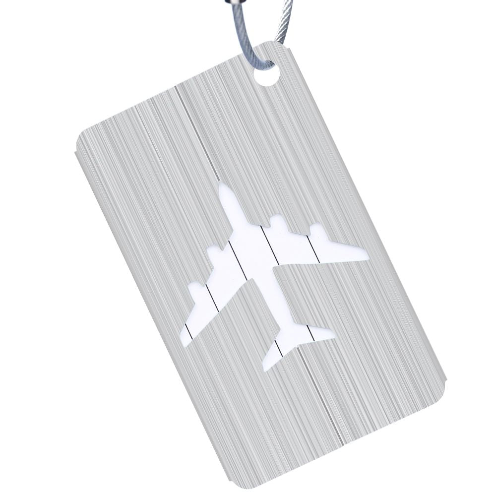 New Aluminium Travel Luggage Baggage Tag Suitcase Identity Address Name Labels(Silver) - ebowsos