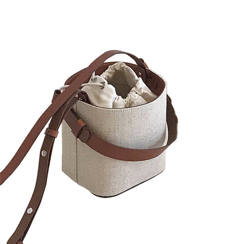 New Bucket Bag Beach Handbag Weave Korean Version Shoulder Messenger Bag Portable Crossbody Bag - ebowsos