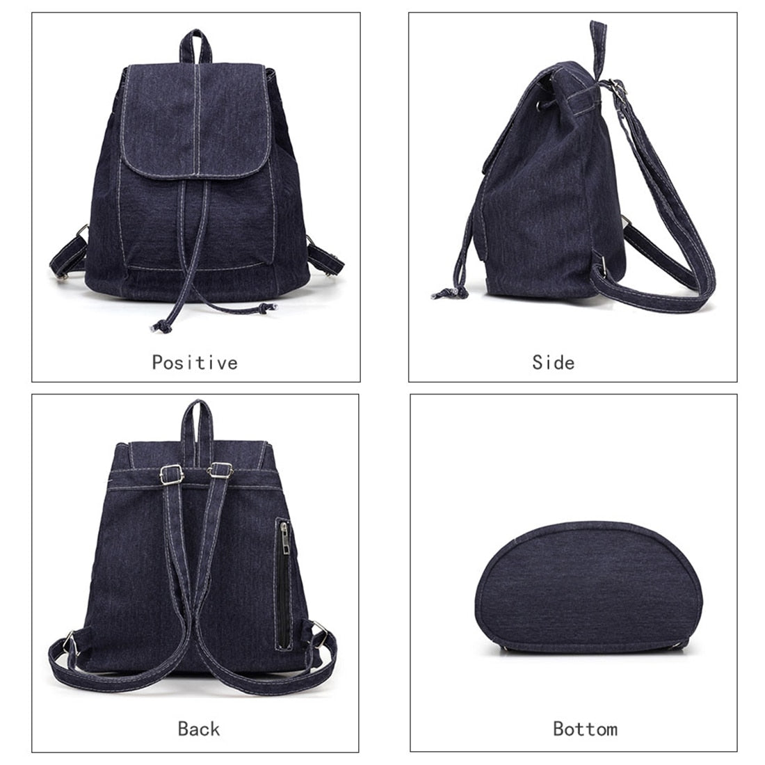 New Canvas Women Backpack Drawstring School Bags For Teenagers Girls Small Backpack Female Rucksack - ebowsos