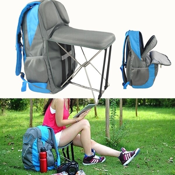 New Fashion Outdoor Multi-function Foldable Chair Backpack for Traveling, Hiking, Camping, Fishing - ebowsos