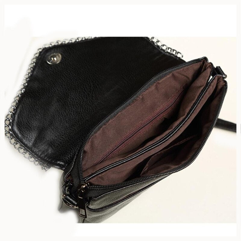 New Fashion Small Bag Women Messenger Bags Soft PU Leather Crossbody Bag For Women Clutches Woman purses Black Big - ebowsos