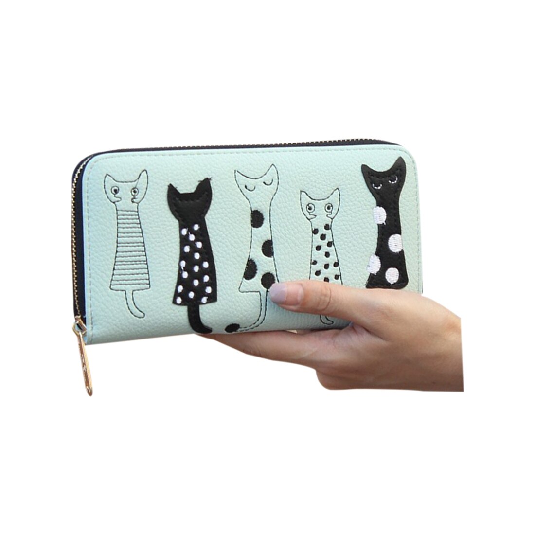 New Fashion Women Cat Wallet Long Cartoon purse Female Card Holder Lady clutch coin purse Female zipper 6 colors - ebowsos
