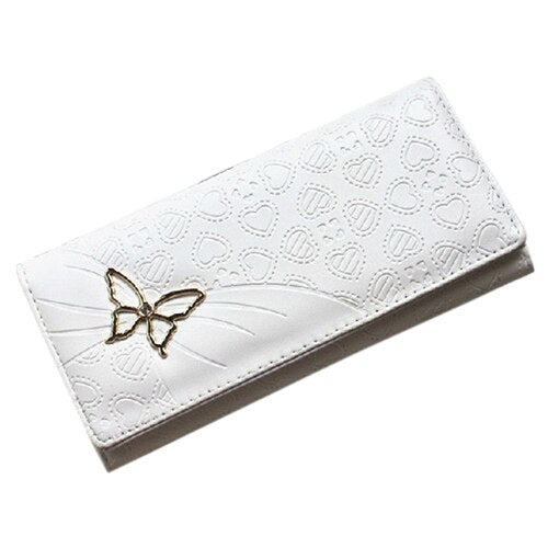 New Fashion Women's Butterfly Decoration Long Wallet Portable Tote Purse Red - ebowsos