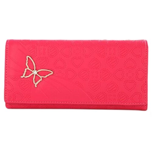 New Fashion Women's Butterfly Decoration Long Wallet Portable Tote Purse Red - ebowsos