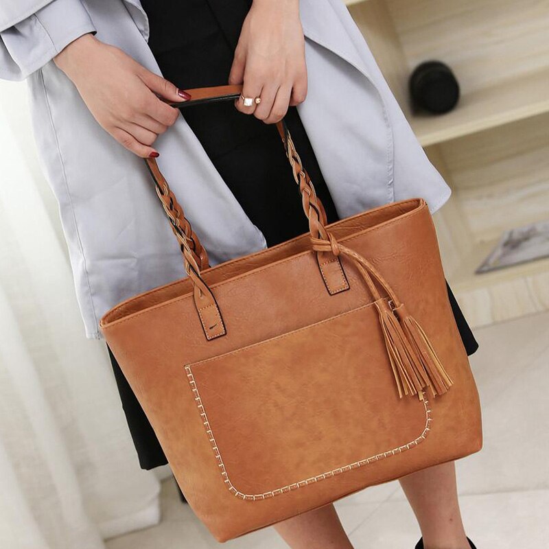 New Ladies Tassel Handbag Shoulder Bag Leather Bag Ladies - ebowsos