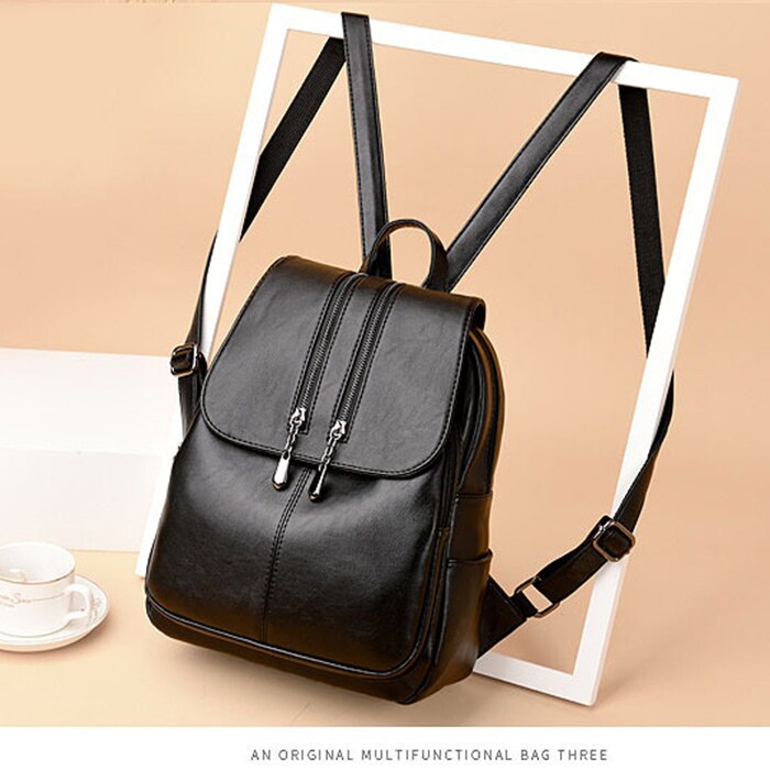 New Laptop Backpack Women Leather Luxury Backpack Women Fashion Backpack Satchel School Bag - ebowsos