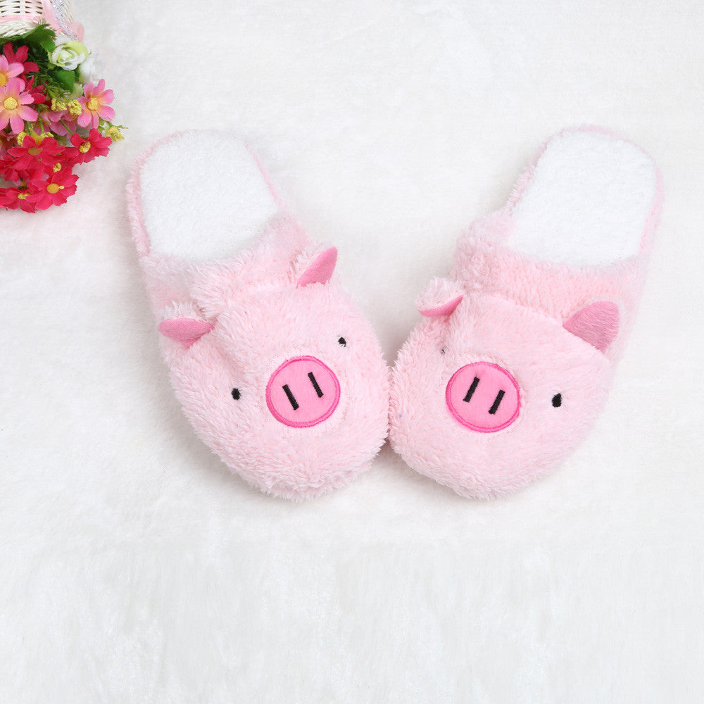New Lovely Women Flip Flop Cute Pig Shape Home Floor Soft Stripe Slippers Female Shoes Girls Winter Spring Warm Shoes - ebowsos