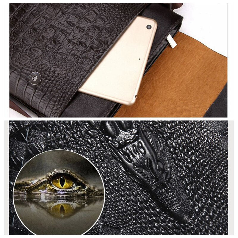 New Men's Alligator Pattern Flap Shoulder Bags For Men Messenger Bag Business Crossbody Bag Crocodile bolsa - ebowsos