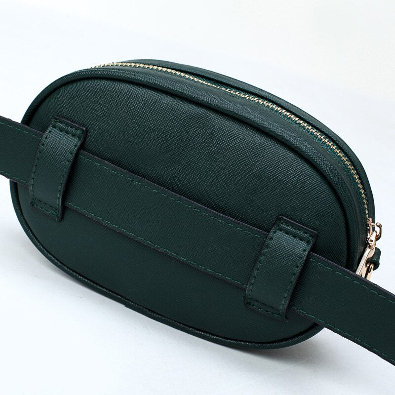 New PU leather Ladies Green Cartoon Waist Bags Women Waist Fanny Packs Belt Crossbody Bags Chest Chain Handbags - ebowsos