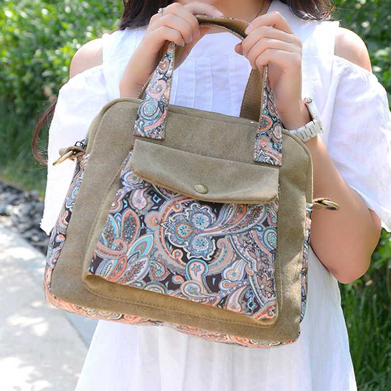 New Retro Women'S Handbag Canvas Flower Bag Women Messenger Bags Fashion Shoulder Crossbody Bag - ebowsos