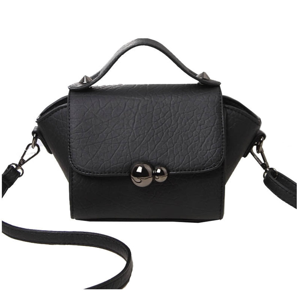 New Spring and Summer Women Bags Gourd Lock Button Portable Small Top-Handle Bags Women Shoulder Bag(Black) - ebowsos
