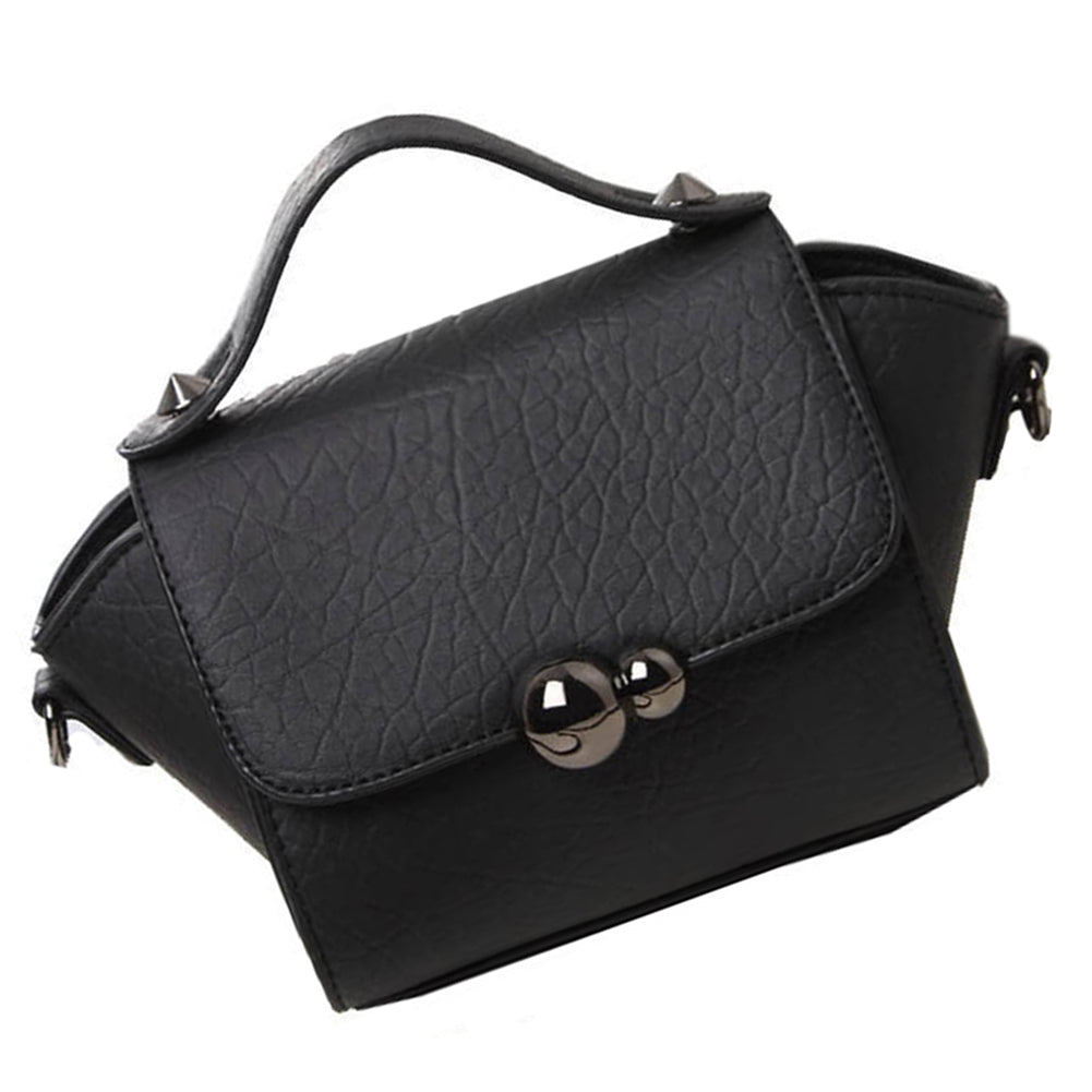 New Spring and Summer Women Bags Gourd Lock Button Portable Small Top-Handle Bags Women Shoulder Bag(Black) - ebowsos