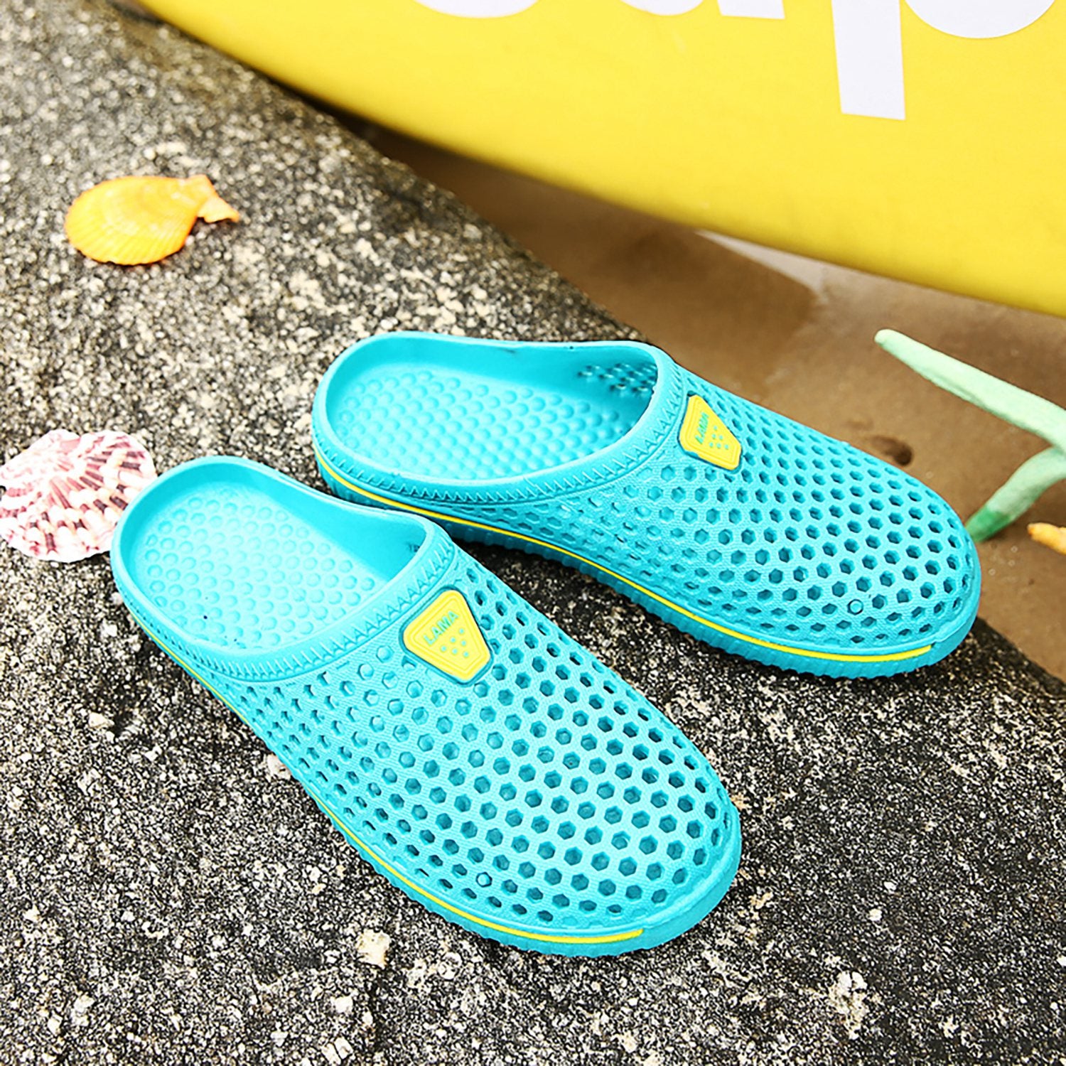 New Summer Sandals Men Breathable Mesh Shoes Mules Clogs Breathable Beach Pool Bathroom Antislip Hollow Slippers Male Wat - ebowsos