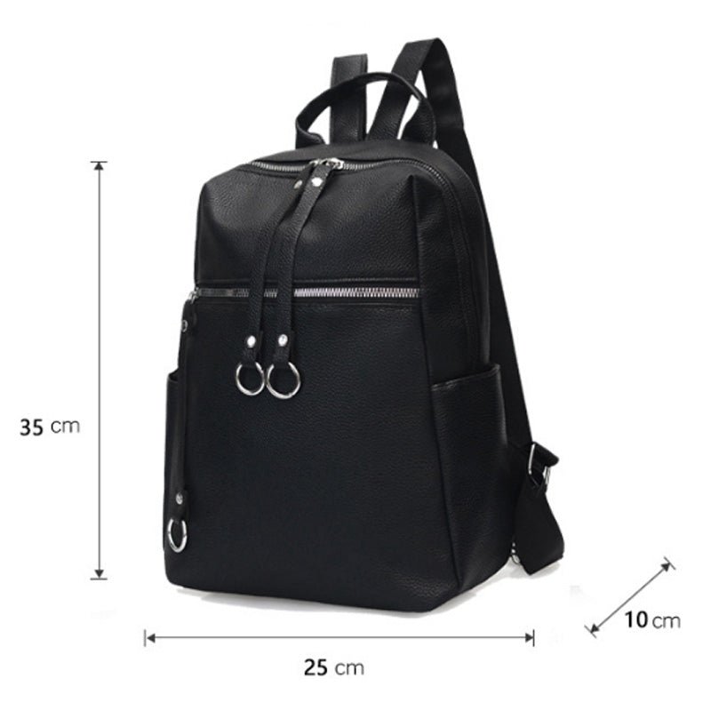 New Tide Bag Female Korean Version Of The Pu Soft Leather Student Bag Fashion Simple Handbag Backpack - ebowsos