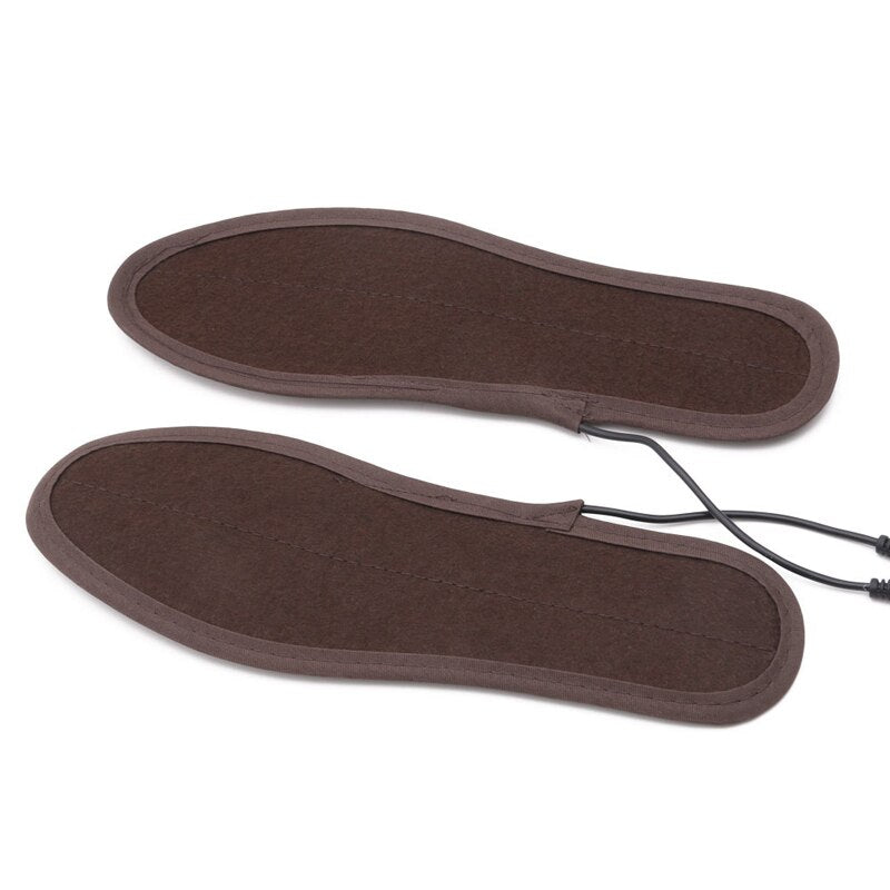 New USB Electric Powered Plush Fur Heating Insoles Winter Keep Warm Foot Shoes Insole - ebowsos