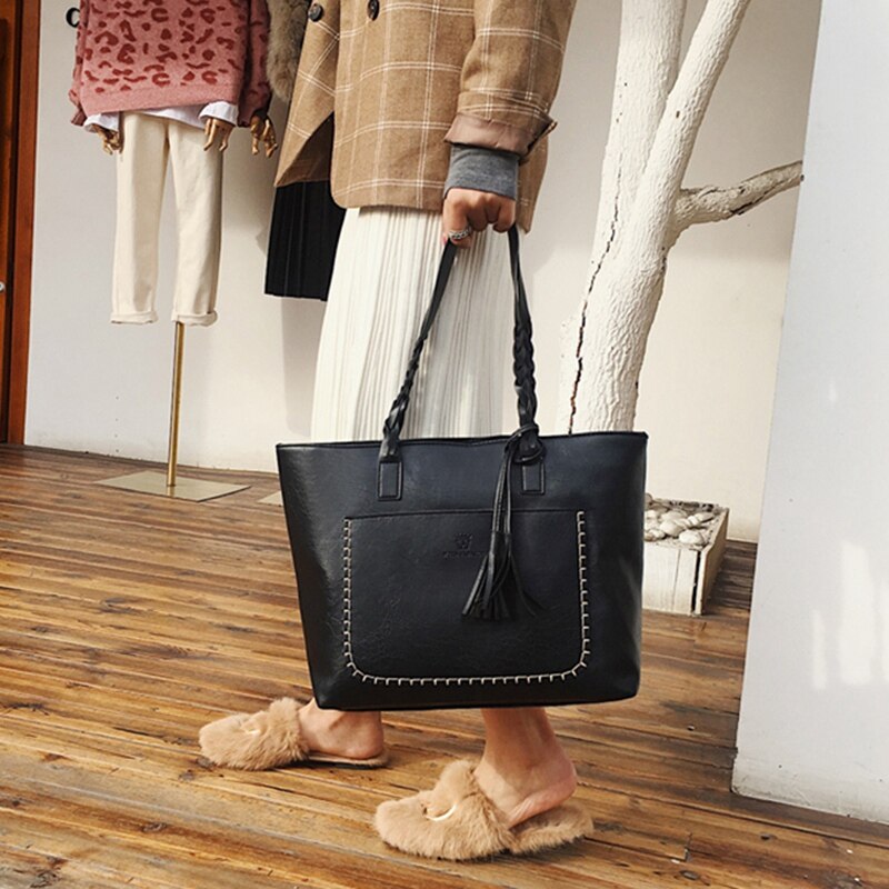 New Women Big Capacity Storage Leather Handbag Shoulder Ladies Purse Messenger Satchel Crossbody Tote Bag Classic Bag - ebowsos