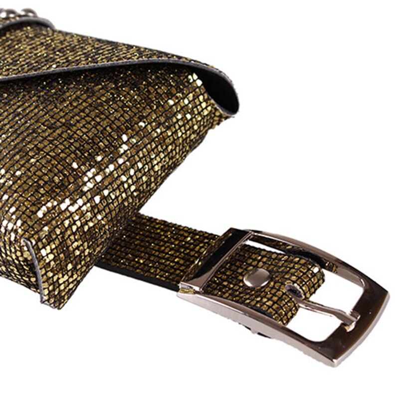 New Women Spring And Summer Casual Fashion Sequins Metal Buckle Mobile Phone Pockets Detachable Belt - ebowsos