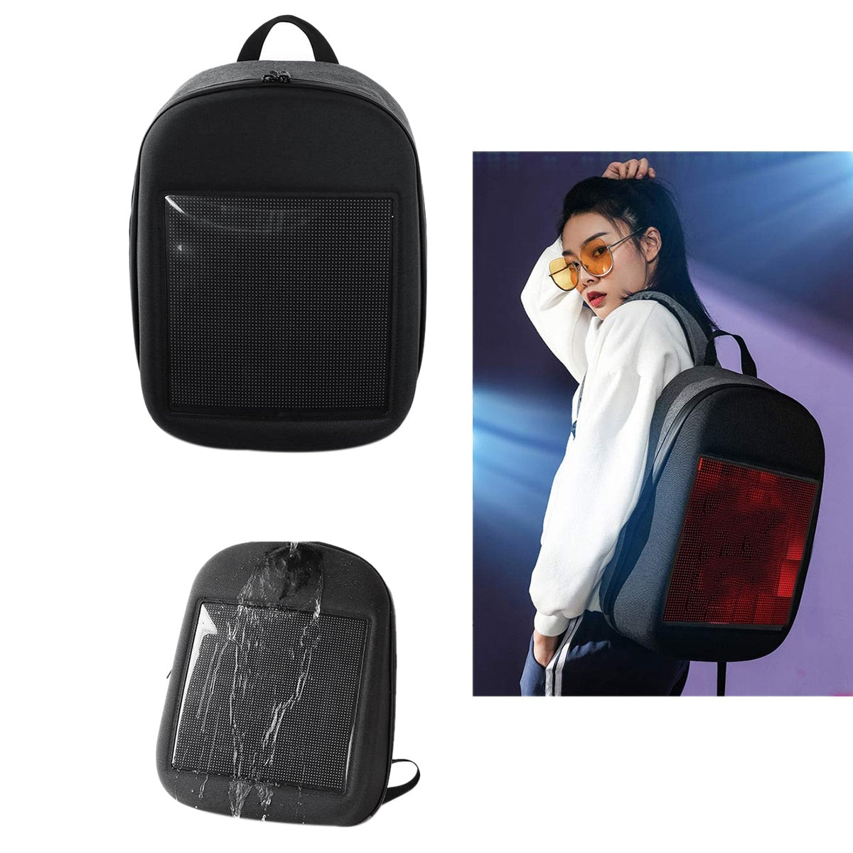 Novel Smart Led Backpack Cool Black Customizable Laptop Backpack Innovative Christmas Gift School Bag - ebowsos