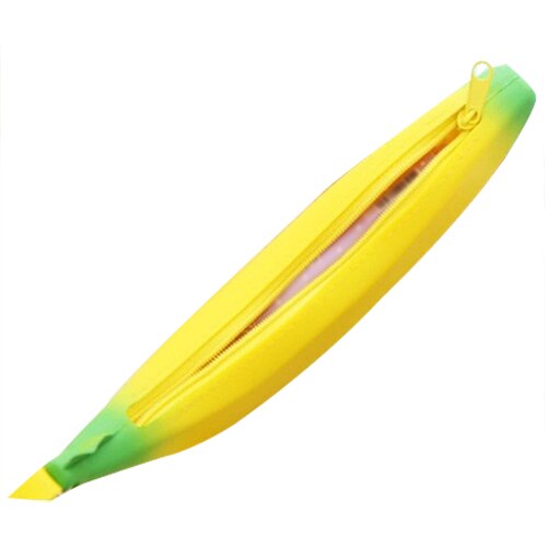 Novelty Silicone Portable Banana Pencil Case Bag Coin Purse School Supplies Stationery, Yellow - ebowsos