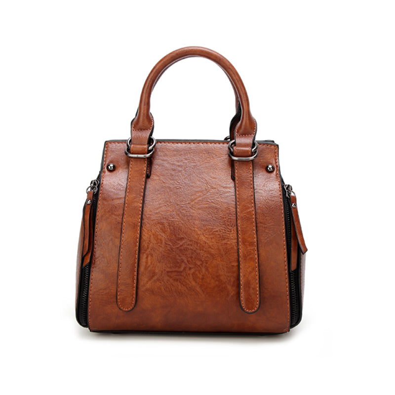 PU leather women handbag vintage tote bag panelled stone women shoulder bag messenger bag - ebowsos